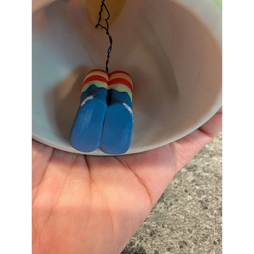 Vintage Christmas‎ Elf Bell~ Ceramic Figurine clapper stocking feet 3 1/2 inch